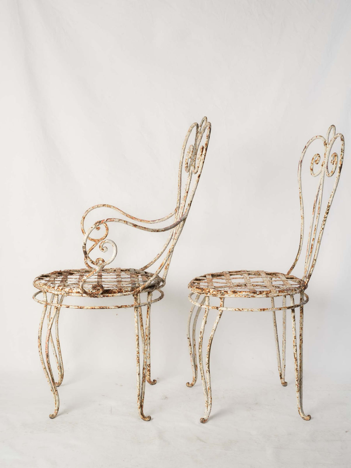 Set of Four Wrought-Iron Garden Chairs w/ Weathered Patina