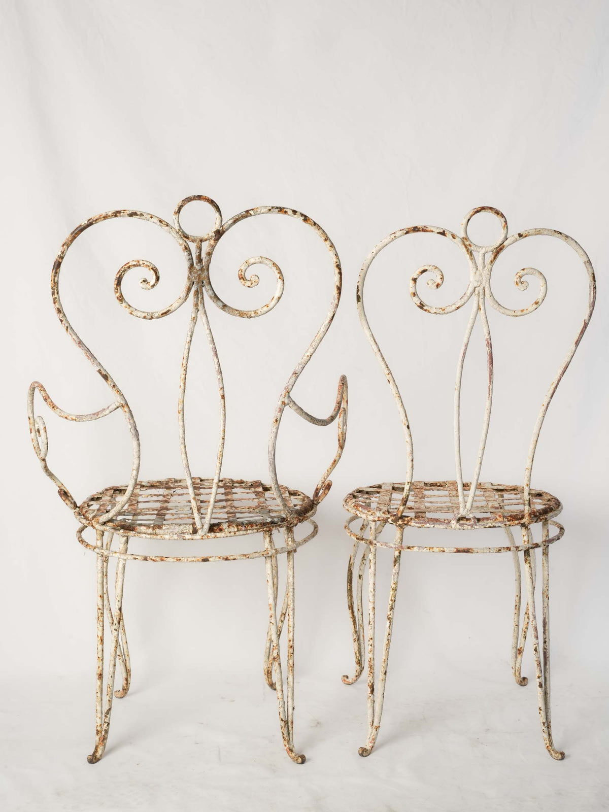 Set of Four Wrought-Iron Garden Chairs w/ Weathered Patina