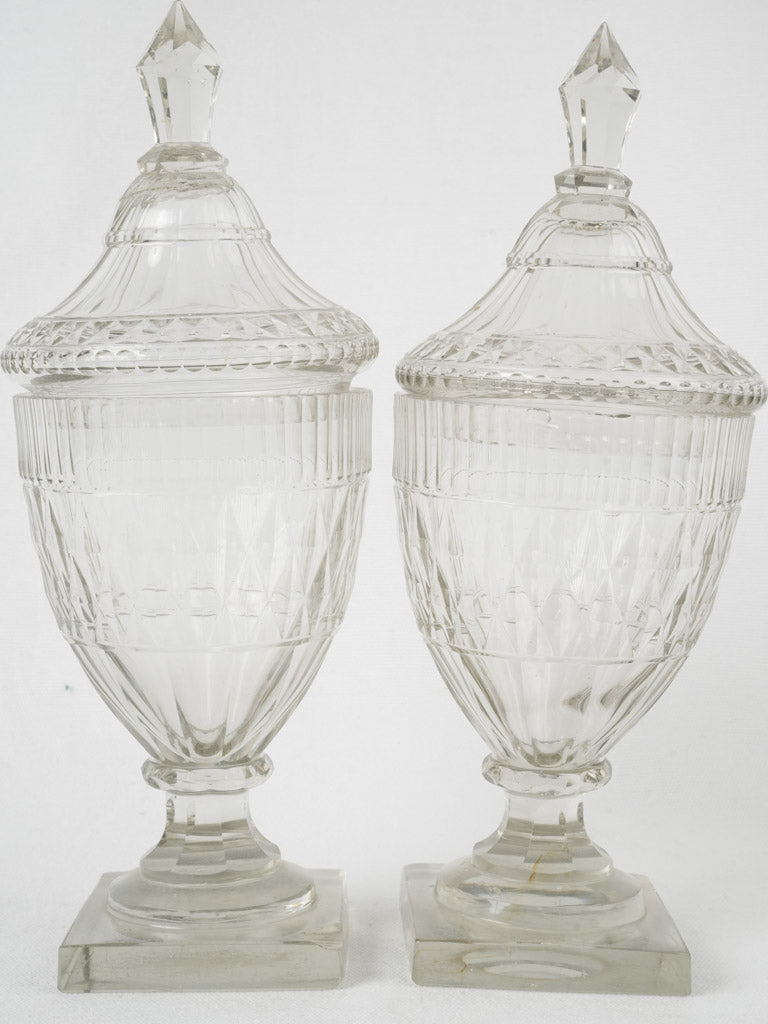 Timeless Baccarat-style candy jar vases