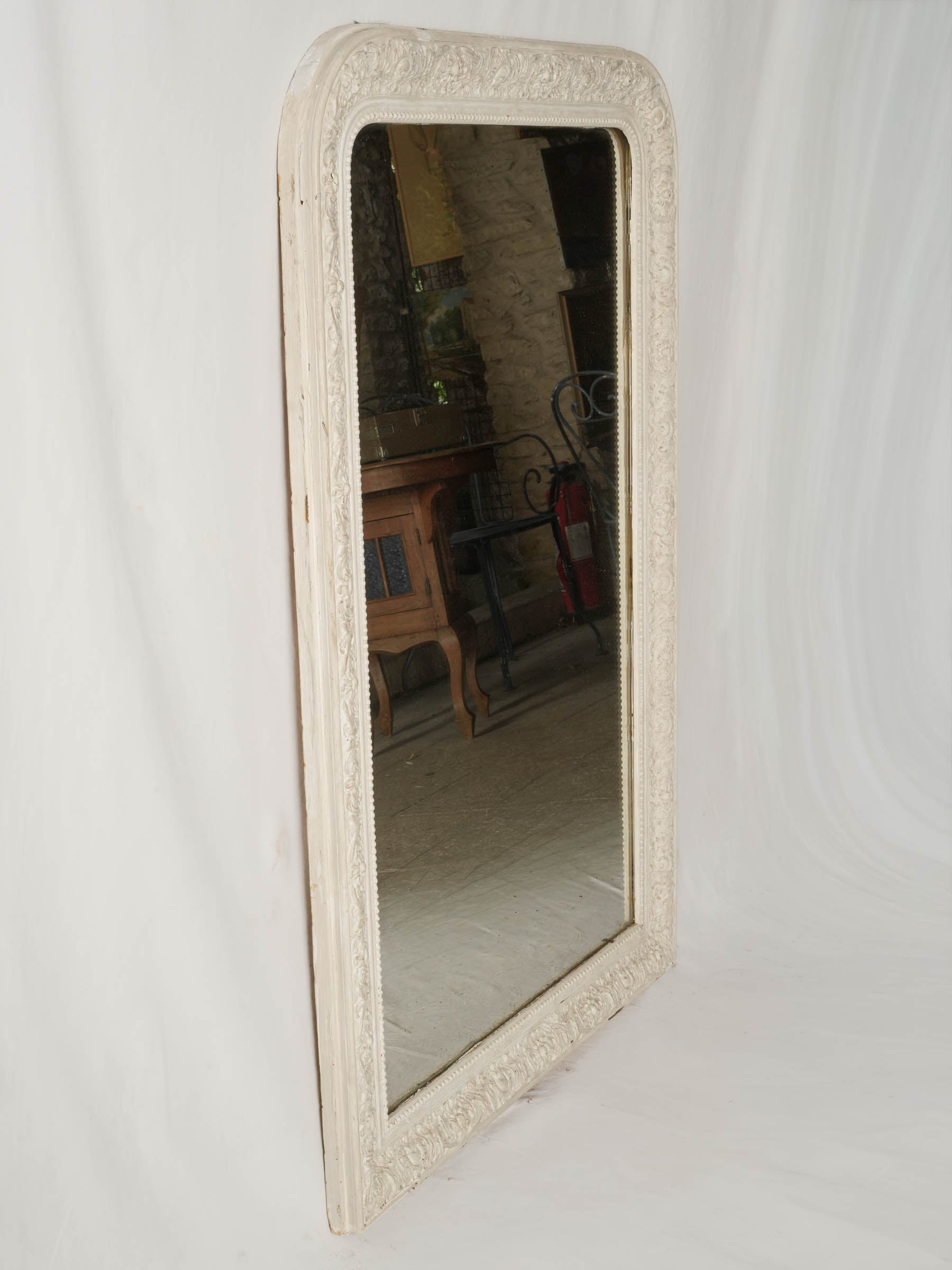 Tall French Louis-Philippe Style White Painted Mirror, Late 19th Century - 50" x 33½"