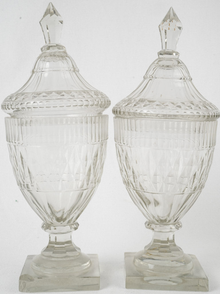 Ornate, antique cut crystal candy jars