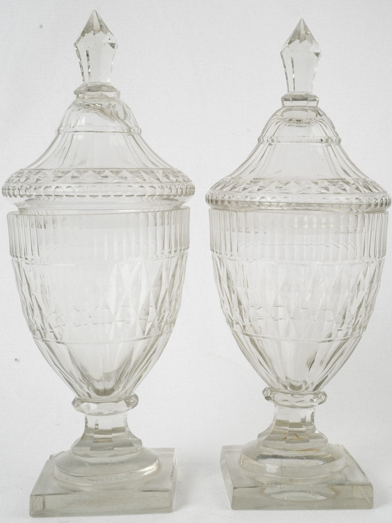 Elegant, French crystal bonbon urns