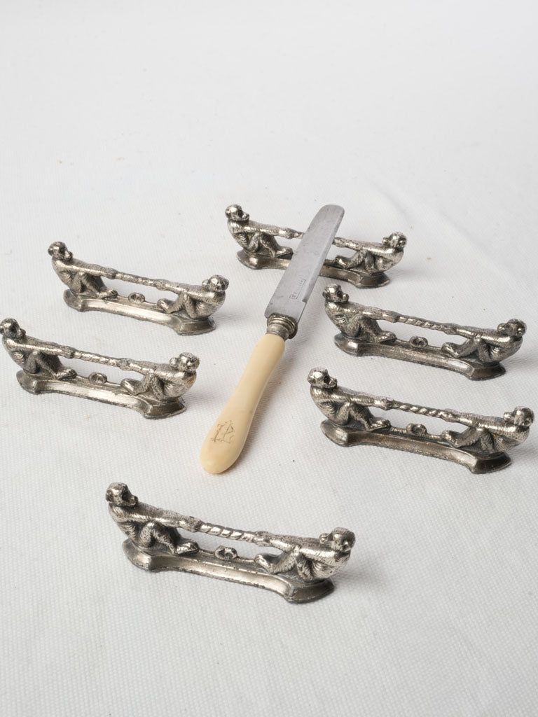 Silvered bronze knife rest set  