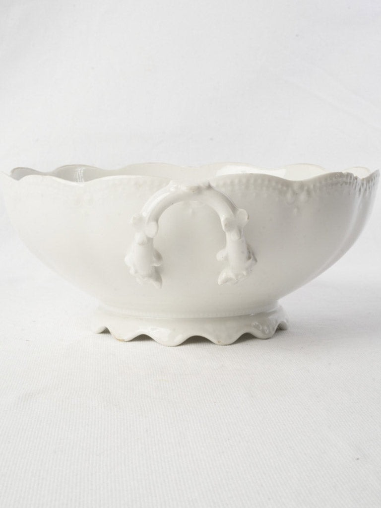 Luminous white scalloped rim bowl  