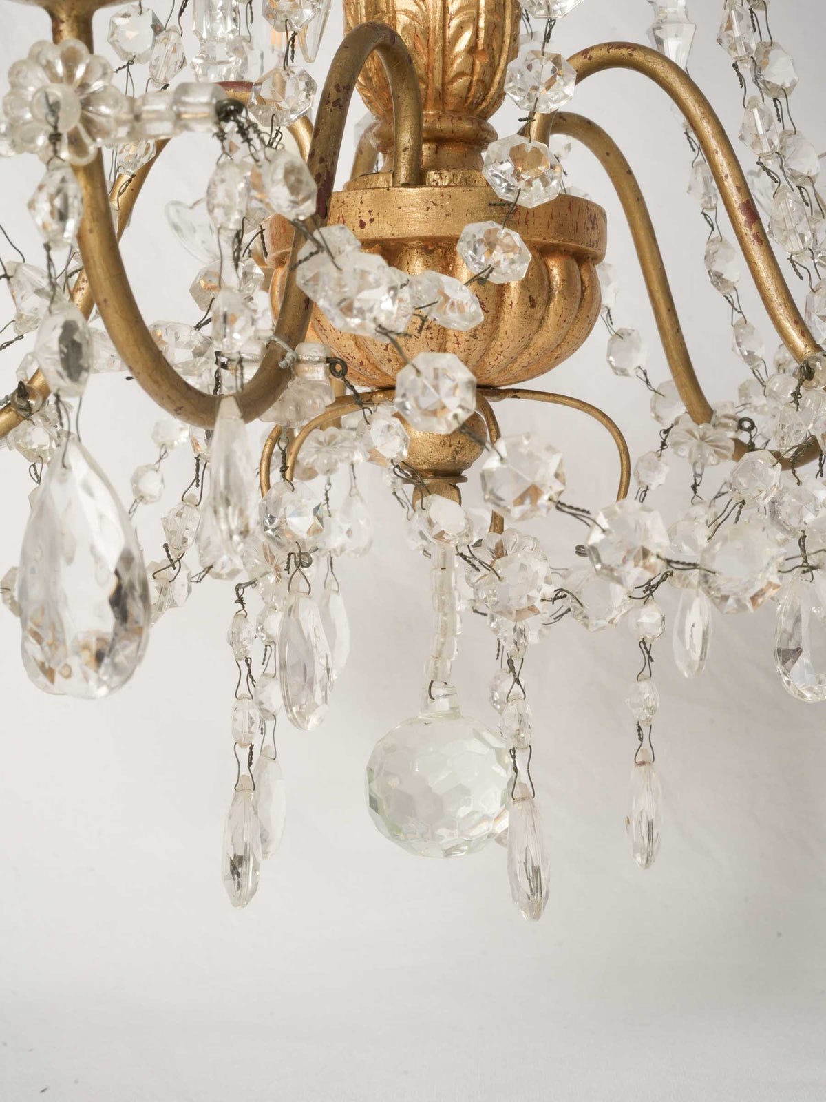 Early to Mid-20th-Century Genoese Giltwood Five-Light Chandelier