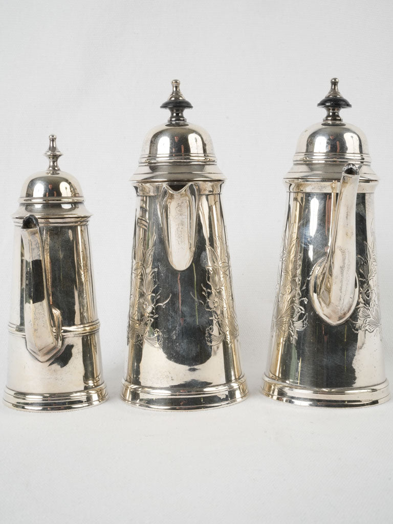 Engraved Georgian silver coffee set