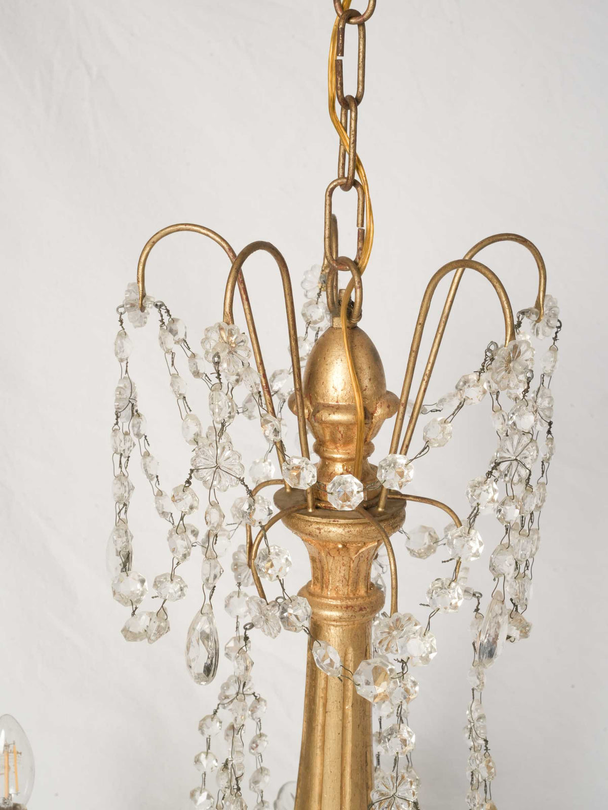 Early to Mid-20th-Century Genoese Giltwood Five-Light Chandelier