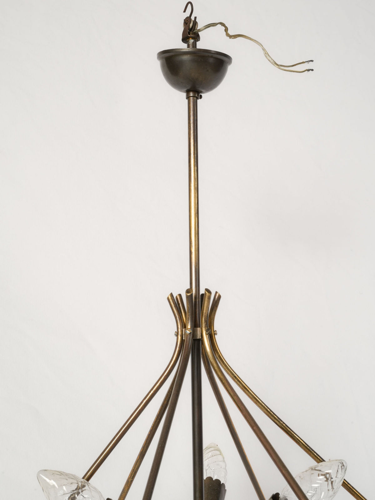 Italian Modernist Six-Light Brass Chandelier, 1950s–1960s - 32¾" x 22½"