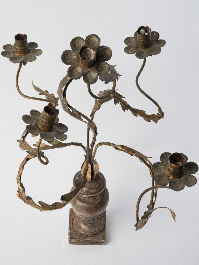 Aged patina candelabra 