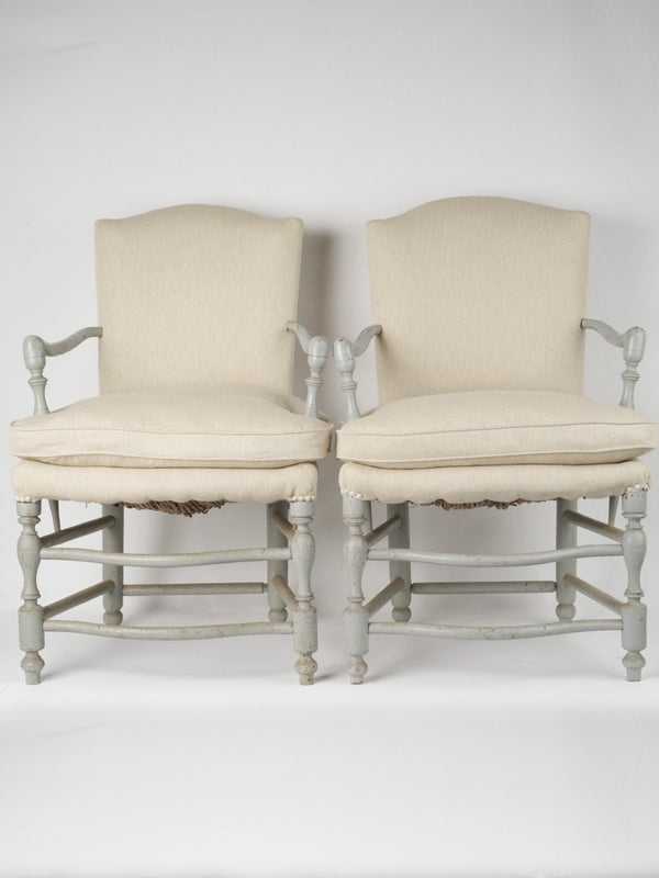 Classic light grey-blue upholstered chairs