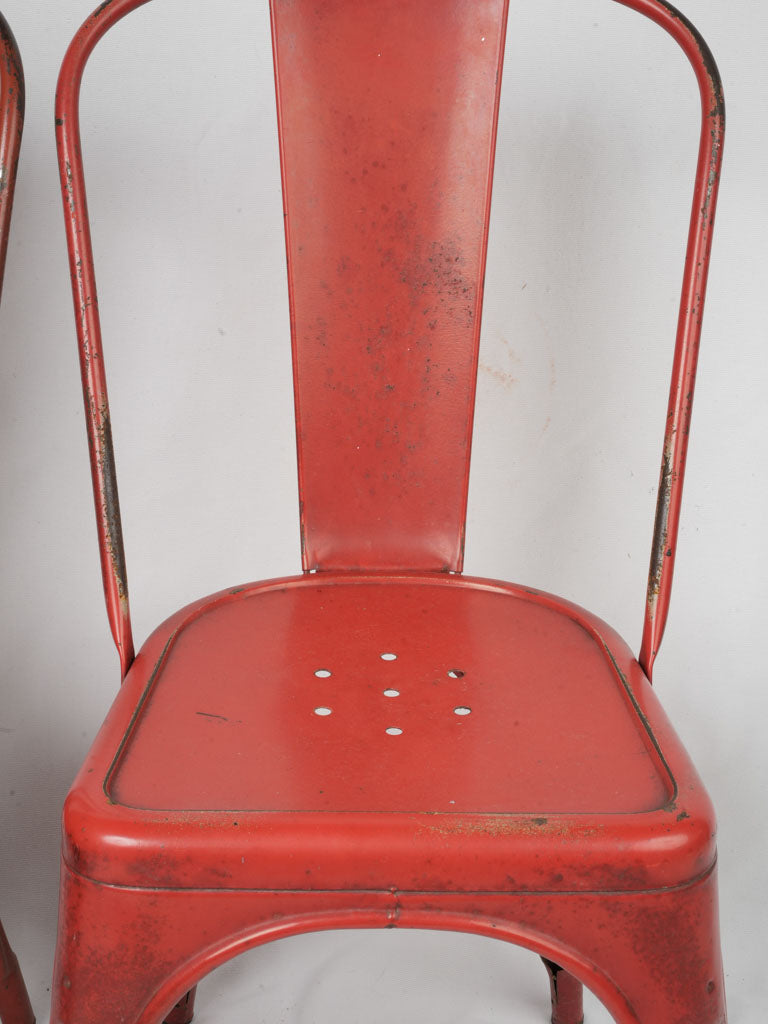 Industrial chic red metal chairs