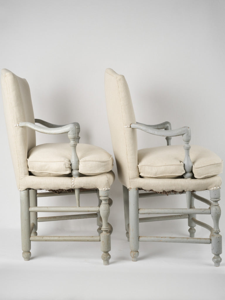Elegant linen Provencal armchairs