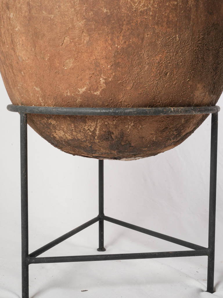 Large Moroccan Terracotta Storage Jar on Iron Stand - 48½"