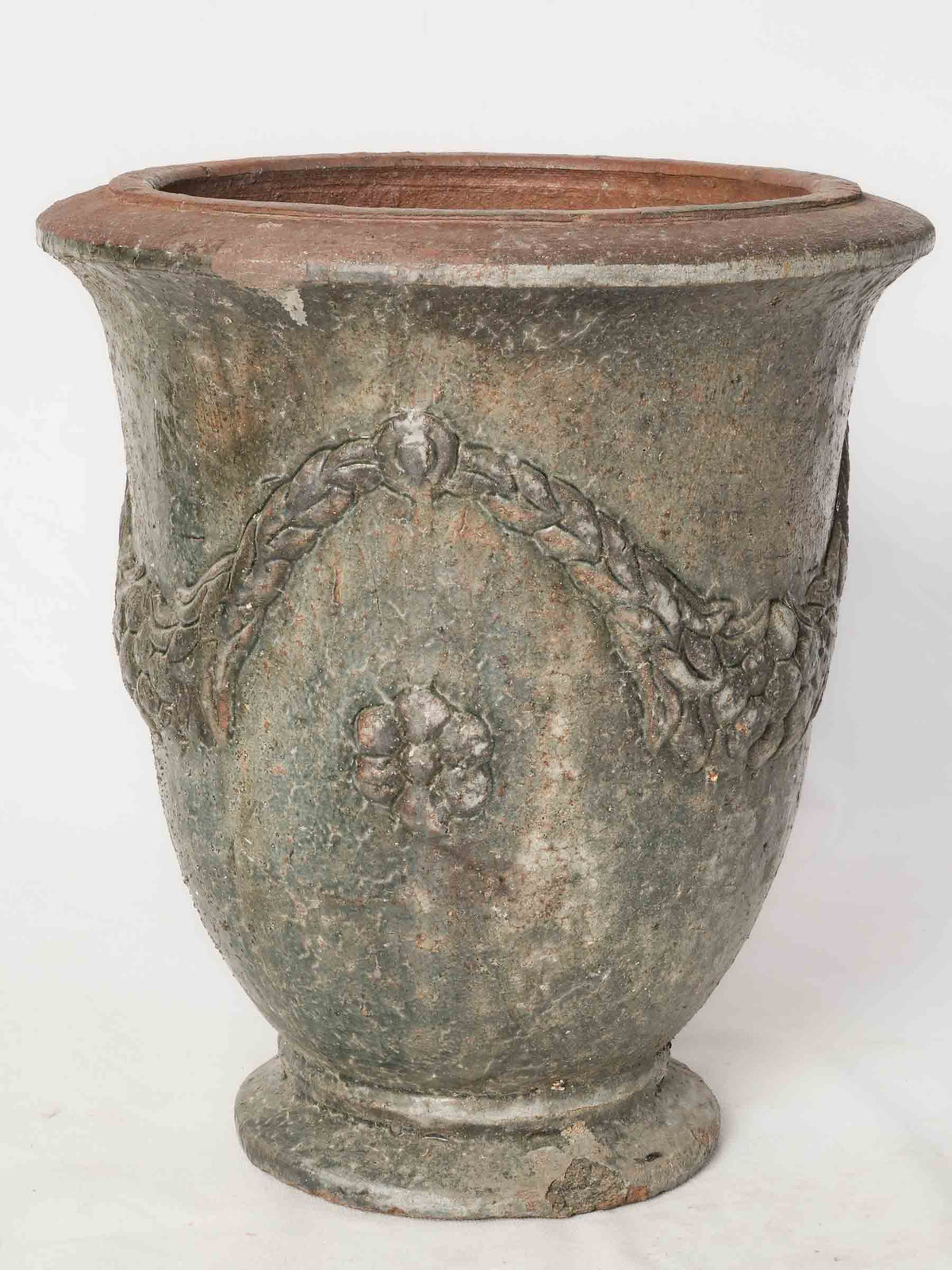 Vintage Terracotta Garden Urn in the Anduze Style w/ Mottled Glaze - 15" x 13½"