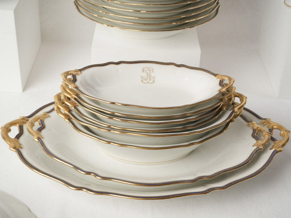 Intricate Gilt Cobalt Porcelain Platter