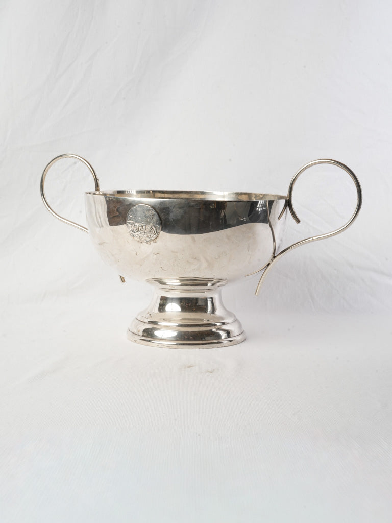 Mid-20th Century Sculptural Silver-Plated Two-Handled Champagne Cooler - 10¾" x 20"