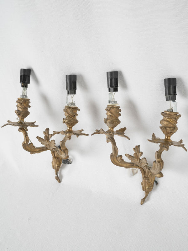 Antique French gilded bronze wall sconces