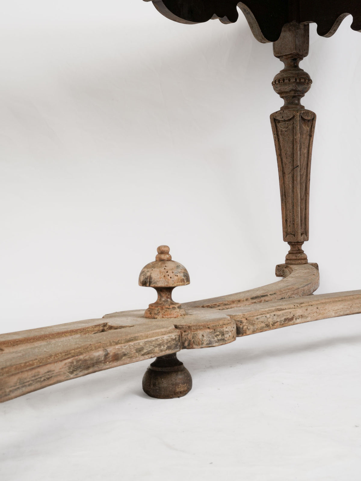 Early 20th-Century Hand-Carved Center Table in Stripped Walnut - 80"