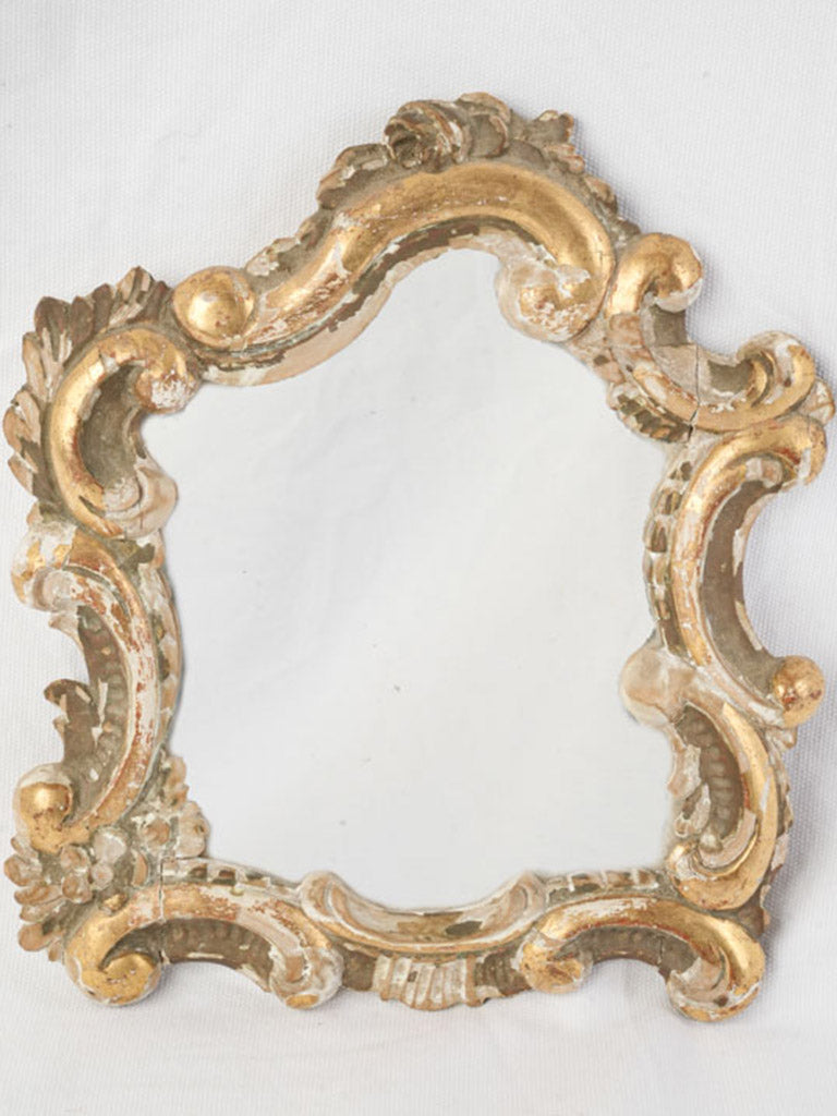 Petite Late 18th Century Italian Rocaille Giltwood Mirror - 12¼" x 10¾"