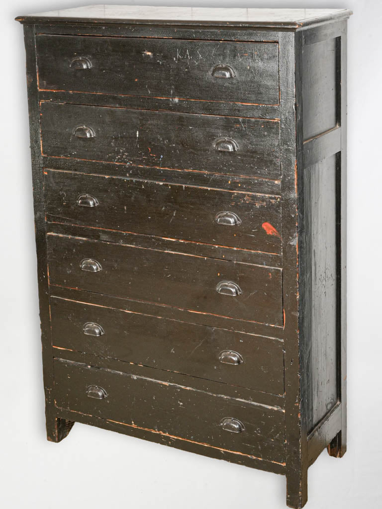 Late 19th-Century Tall French Dresser in Black Paint - 59½"
