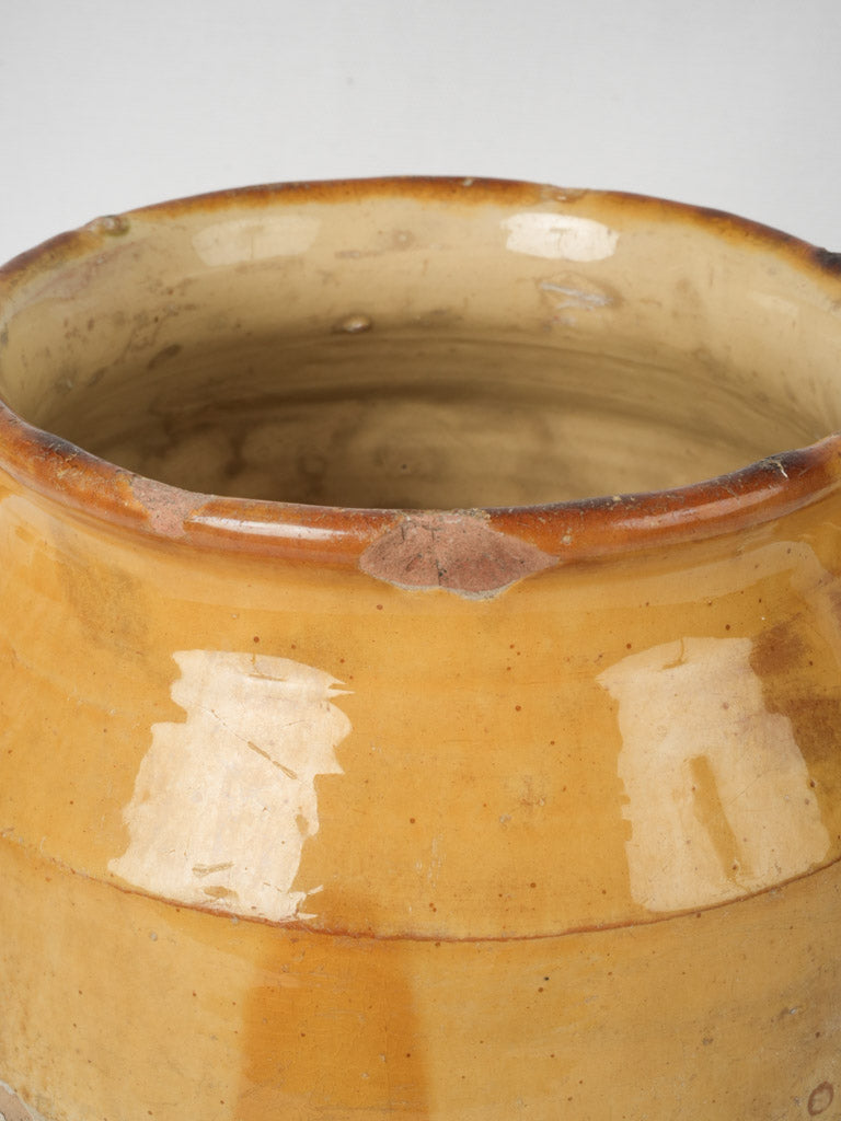 Traditional, 19th-century, yellow-glazed, Provencal confit pot