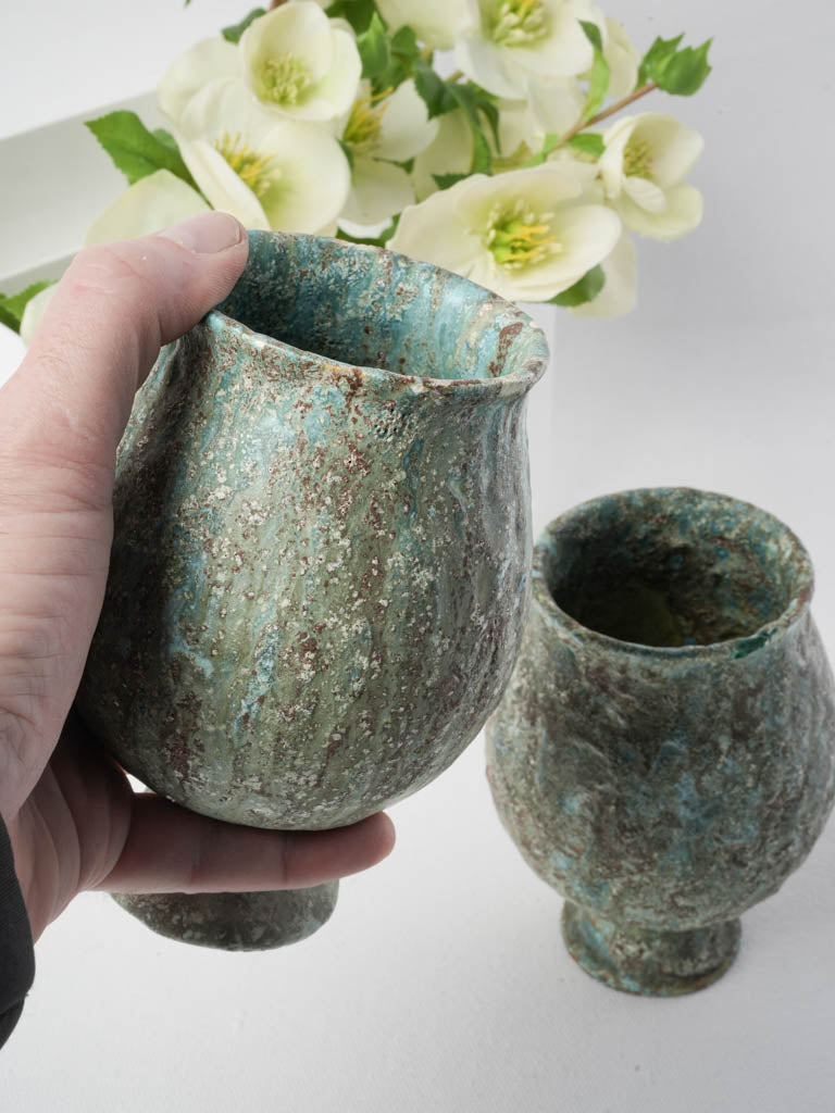 Elegant Italian ceramic pots green  