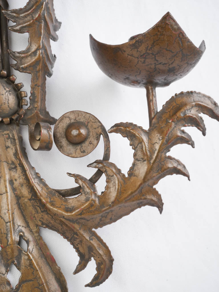 Rustic gilded finish sconces  