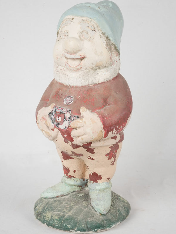 Vintage painted Sneezy garden statue