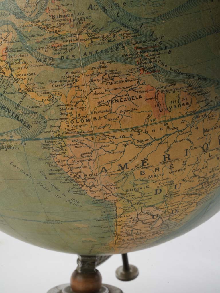 Antique map-printed globe