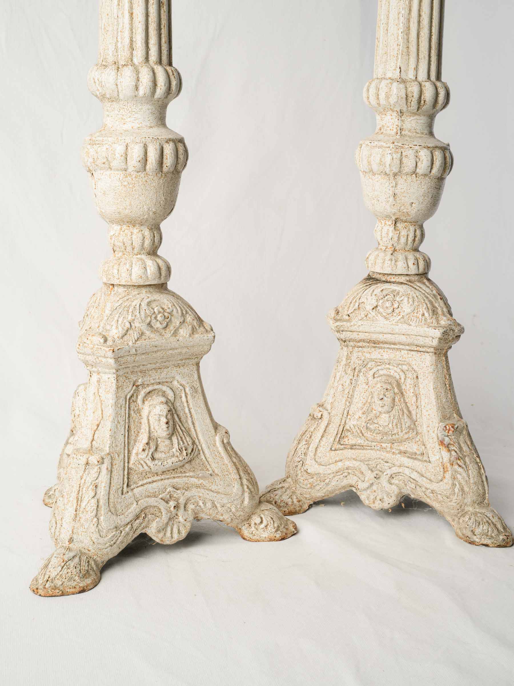 Pair of Tall Painted French Cast Iron Pricket Candlesticks- 39¾"