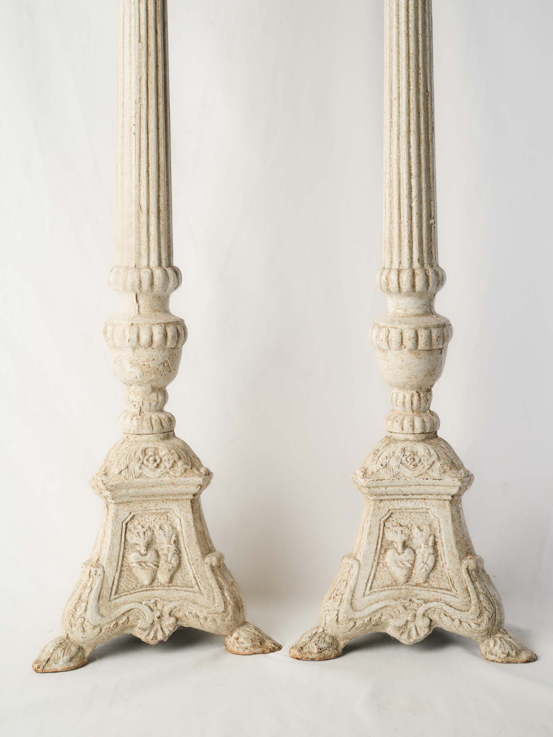 Pair of Tall Painted French Cast Iron Pricket Candlesticks- 39¾"