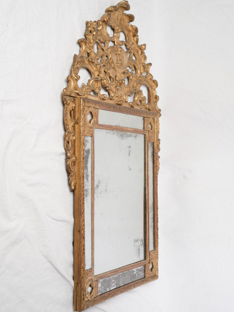 Antique French Giltwood Mirror w/ Elaborate Openwork Crest - 44" x 29½"