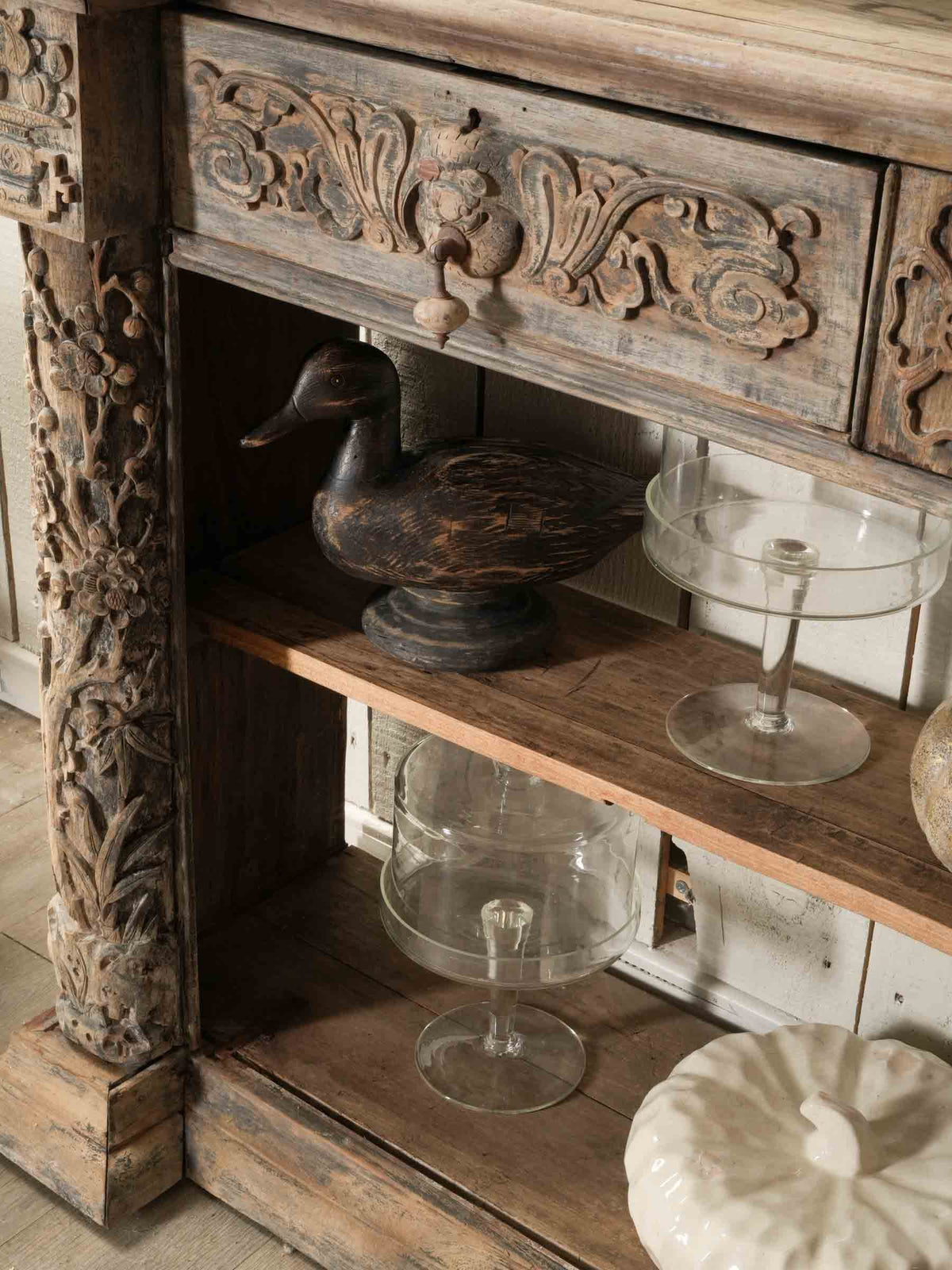 Carved Wooden Console Assembled from Antique Elements - 56¾"