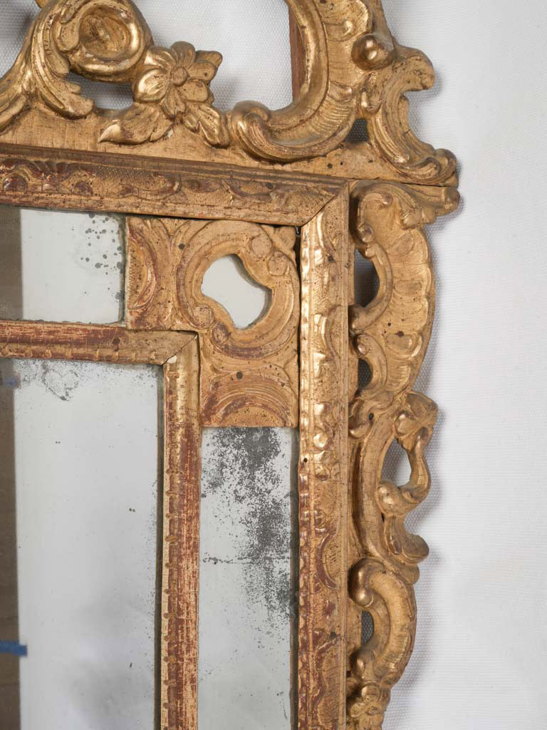 Antique French Giltwood Mirror w/ Elaborate Openwork Crest - 44" x 29½"