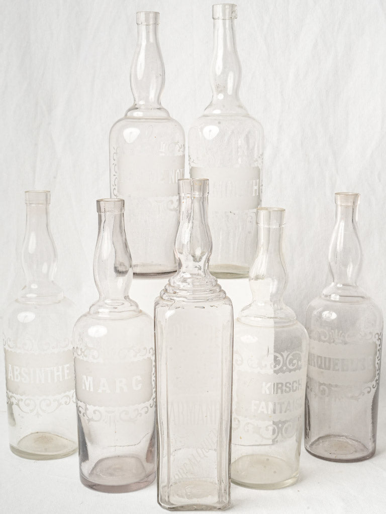 Vintage Provençal glass bottles