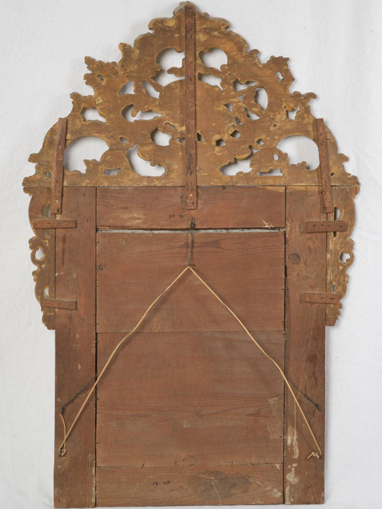 Antique French Giltwood Mirror w/ Elaborate Openwork Crest - 44" x 29½"