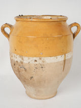 Antique French sunny yellow terracotta confit pot
