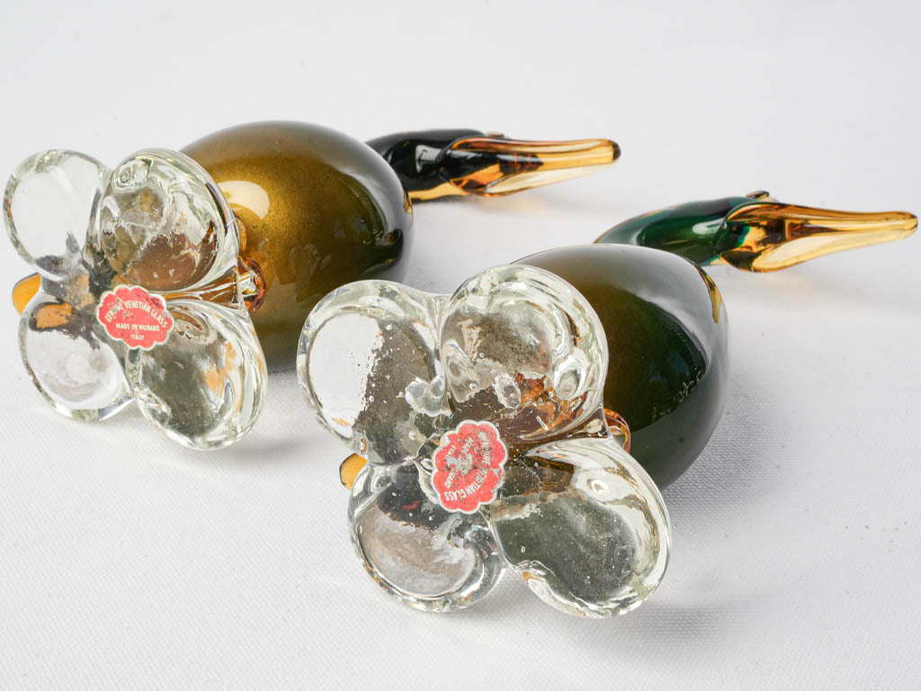 Richly hued decorative glass statues