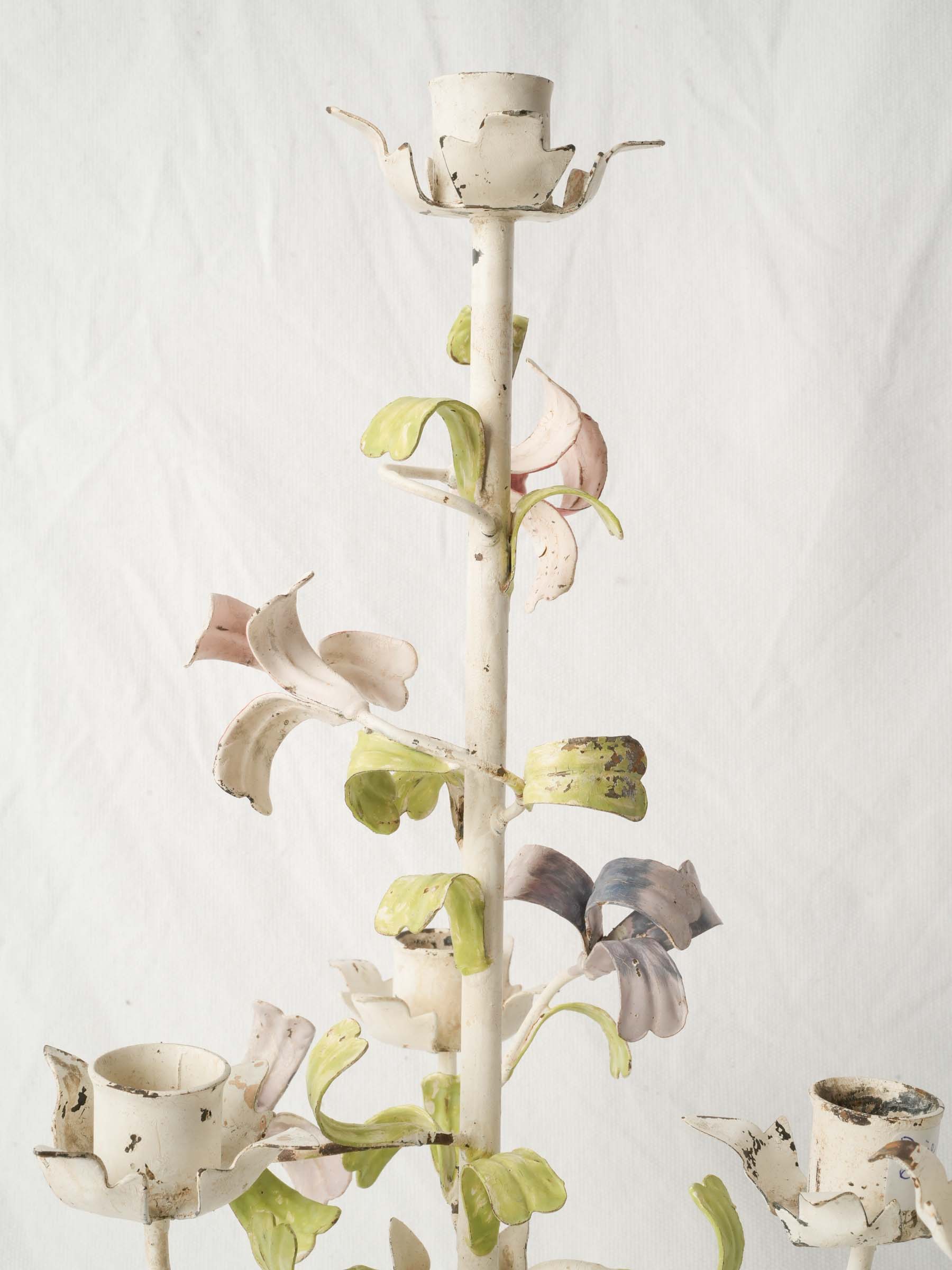 Pair of Romantic Floral Candelabra, French or Italian, c. 1950 - 19"