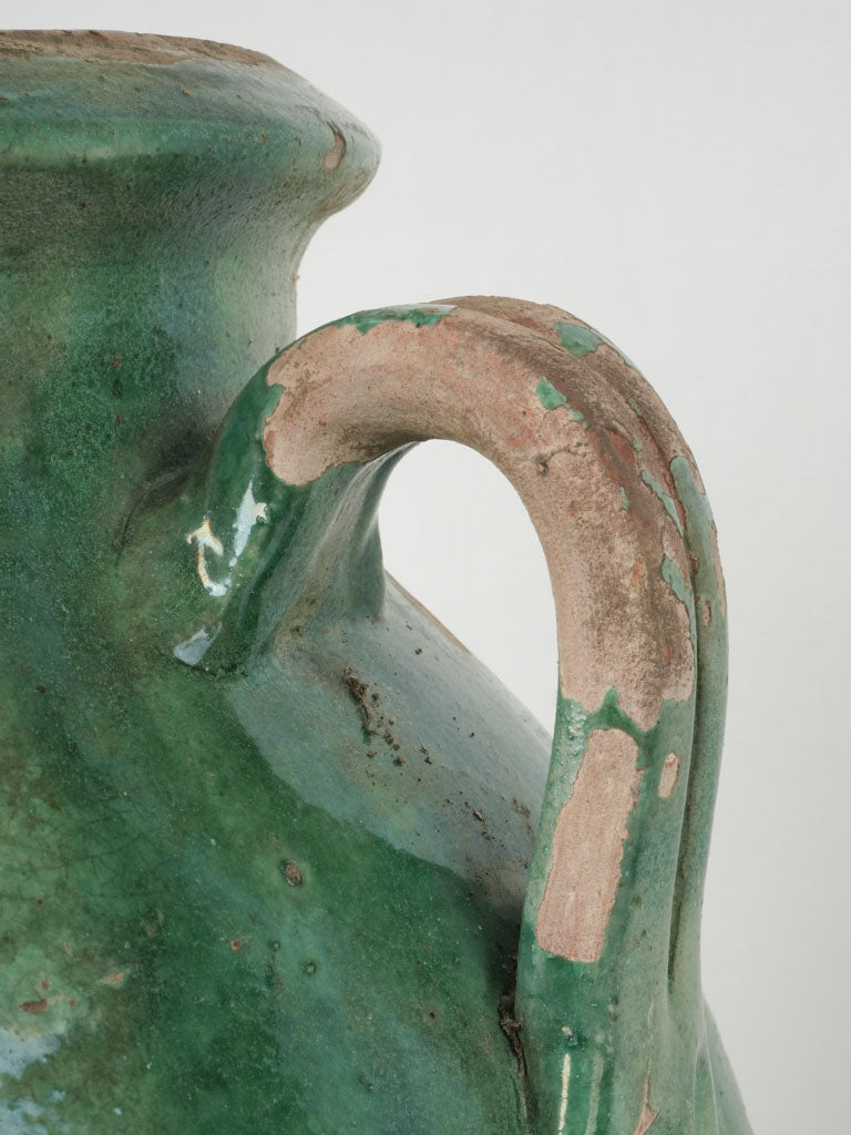 Antique green glazed French pottery