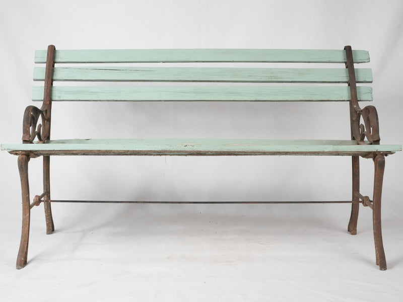 Antique French slatted garden bench - cast iron & timber 48"