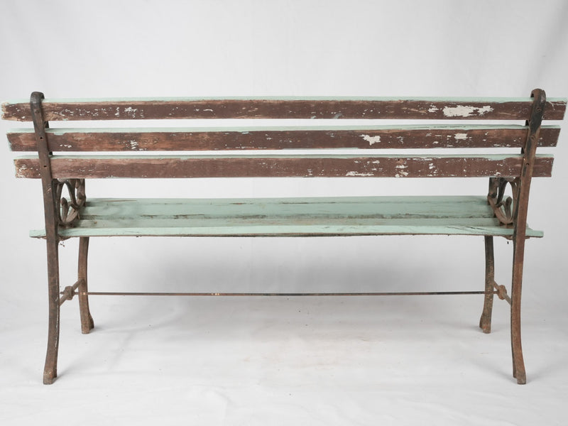 Antique French slatted garden bench - cast iron & timber 48"