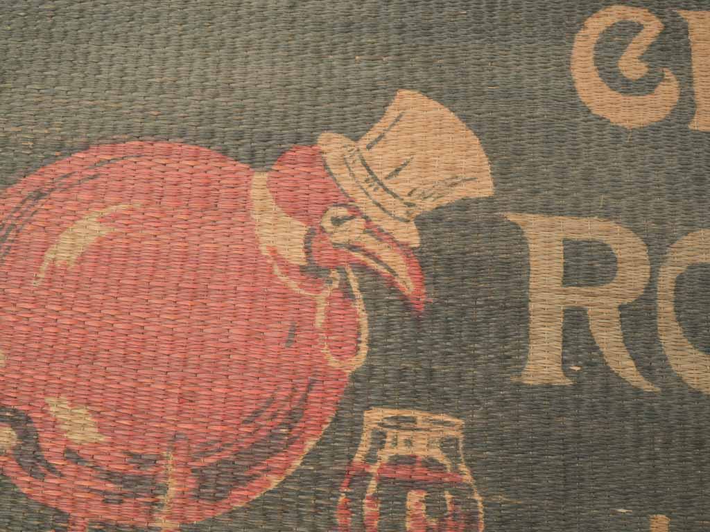 Whimsical cherry-red figure card mat