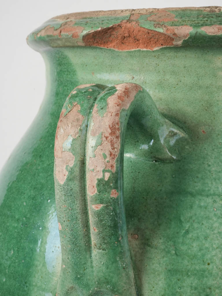 Patina-covered olive storage container