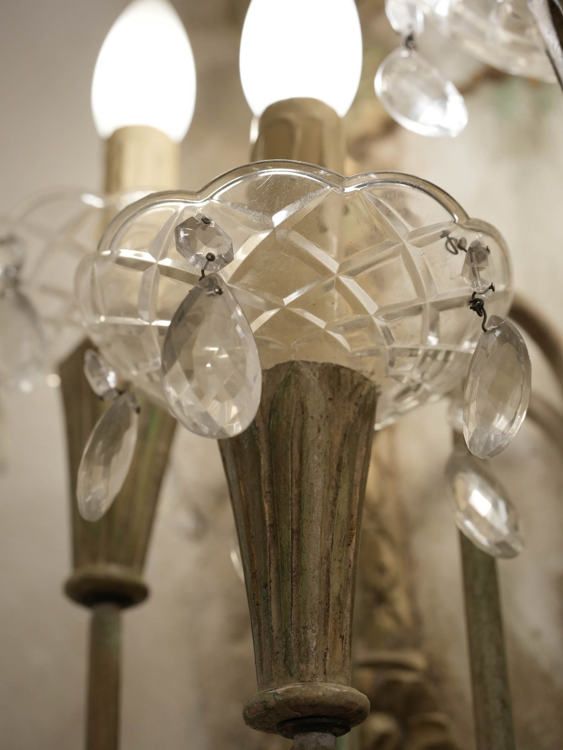 Mid 20th century Neo-Rococo Five-Light Wall Sconce w/ Crystal Prisms - 25¼"