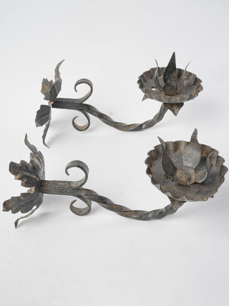 Patinated mid-century wall sconces  