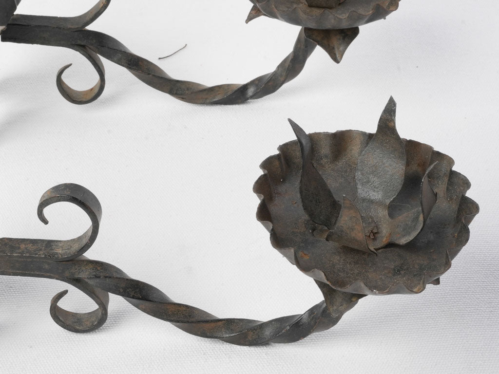 Rustic hand-forged iron sconces  