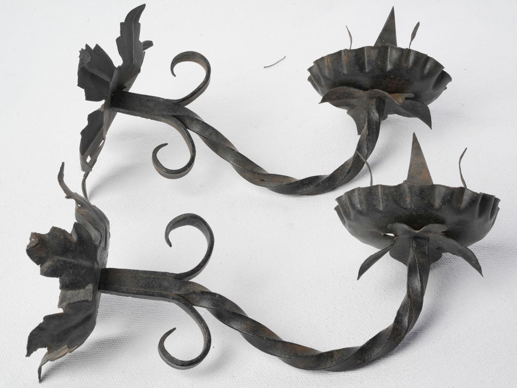 Hand-forged black wrought sconces  