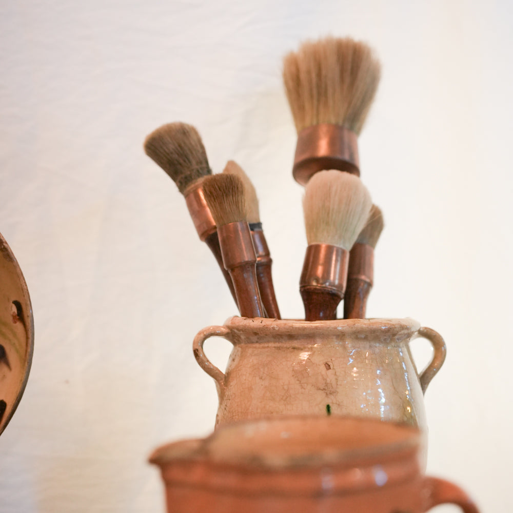 Rustic aesthetic copper ferrule brushes
