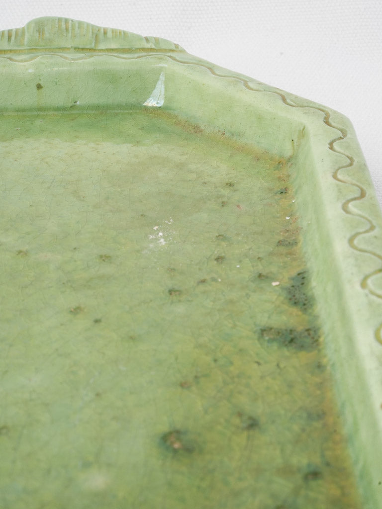 Crackled patina ceramic display tray